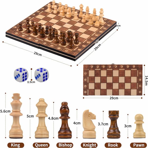 Fioay juego de ajedrez de madera 3 en 1 - 1