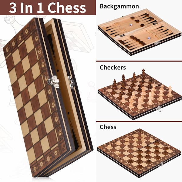 Fioay juego de ajedrez de madera 3 en 1 - 2