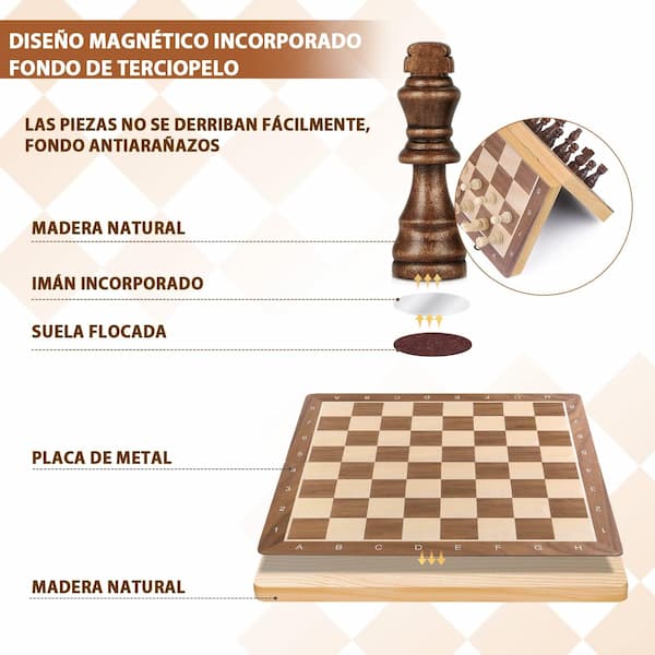 Peradix juego ajedrez 2 en 1 magnetico 4
